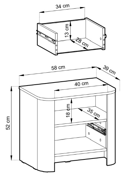 BALI Stolik nocny o zaokrąglonych kształtach w nowoczesnym stylu - zdjęcie produktu